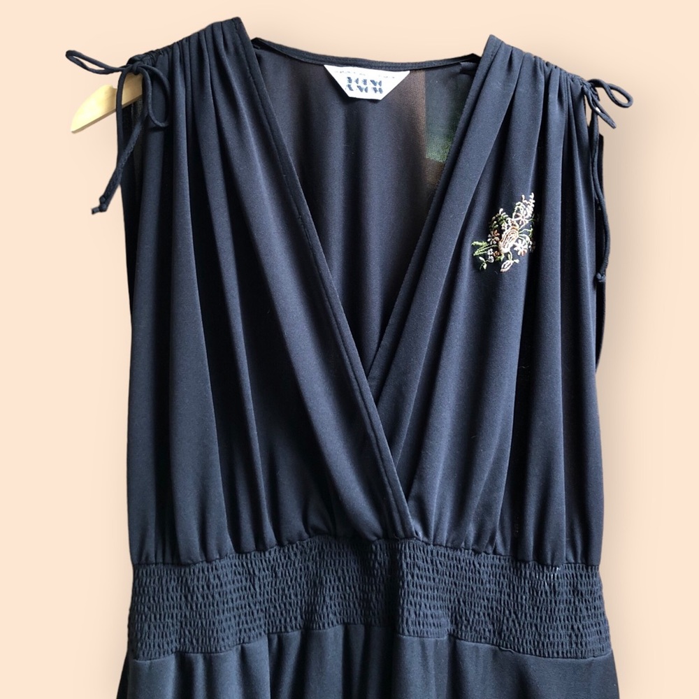 Vintage 70s Montgomery Ward & Co. Young & Now Black Sheer Embroidered Dress - Picture 12 of 12